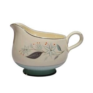 VTG MCM Harmony House China Dianne Creamer Sauce Gravy Boat Aqua Coral Floral